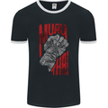 Muay Thai Fighter Fist MMA Martial Arts Mens Ringer T-Shirt FotL Black/White