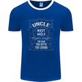 Father's Day No 1 Uncle Man Myth Legend Mens Ringer T-Shirt FotL Royal Blue/White