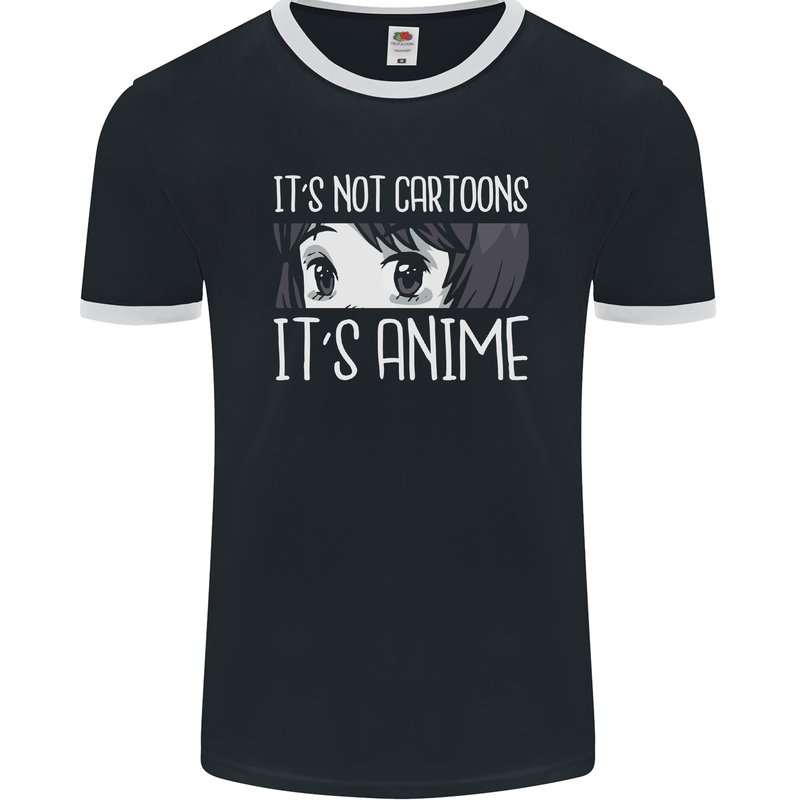 It's Anime Not Cartoons Mens Ringer T-Shirt FotL Black/White