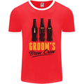 Grooms Brew Crew Beer Stag Doo Do Mens Ringer T-Shirt FotL Red/White