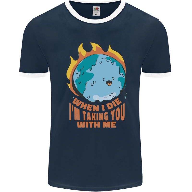 When I Die Funny Climate Change Mens Ringer T-Shirt FotL Navy Blue/White