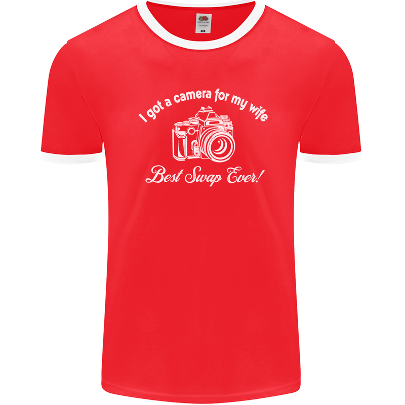 Camera for My Wife Photography Photographer Mens Ringer T-Shirt FotL Red/White