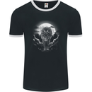 Lone Wolf In the Moonlight Mens Ringer T-Shirt FotL Black/White