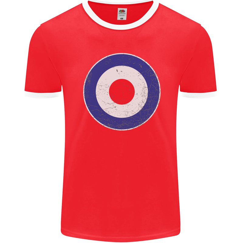 MOD Logo Scooter Biker RAF Royal Air Force Mens Ringer T-Shirt FotL Red/White