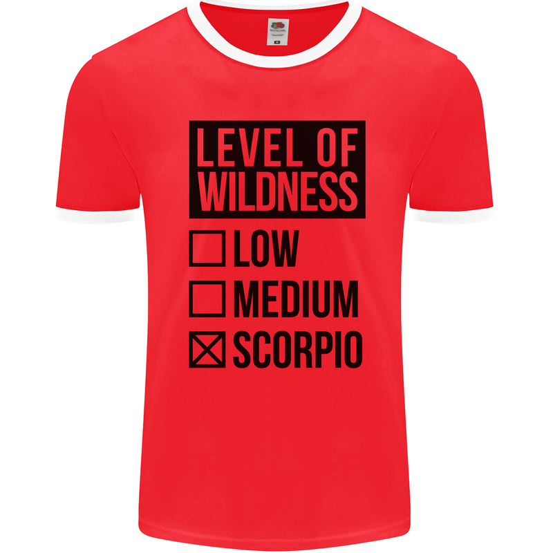 Levels of Wildness Scorpio Mens Ringer T-Shirt FotL Red/White