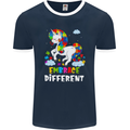 Autism Unicorn Embrace Different Autistic Mens Ringer T-Shirt FotL Navy Blue/White