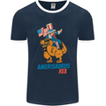 Amerisaurus T-Rex Dabbing Uncle Sam USA Mens Ringer T-Shirt FotL Navy Blue/White