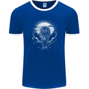 Lone Wolf In the Moonlight Mens Ringer T-Shirt FotL Royal Blue/White