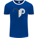 Aries Goat Head Star Sign Mens Ringer T-Shirt FotL Royal Blue/White