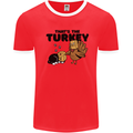 Thanks Giving Christmas Turkey Cat Mens Ringer T-Shirt Red/White