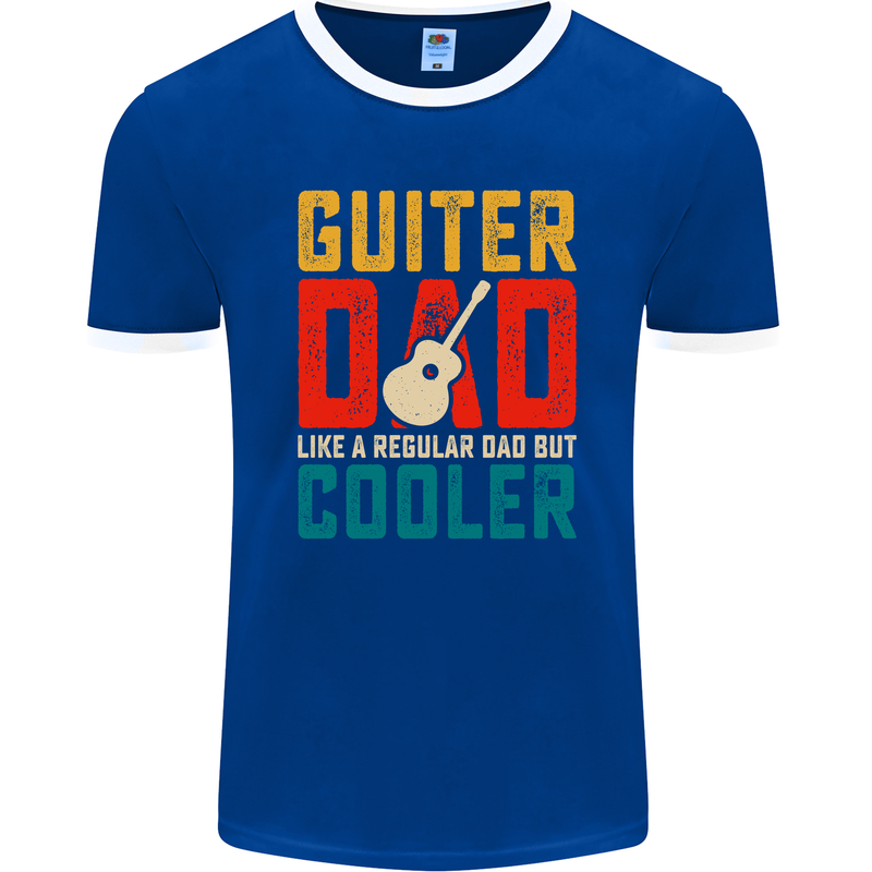 Guitar Dad Like a Normal Dad Fathers Day Mens Ringer T-Shirt FotL Royal Blue/White