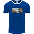 Funny Cat Creation Mens White Ringer T-Shirt Royal Blue/White