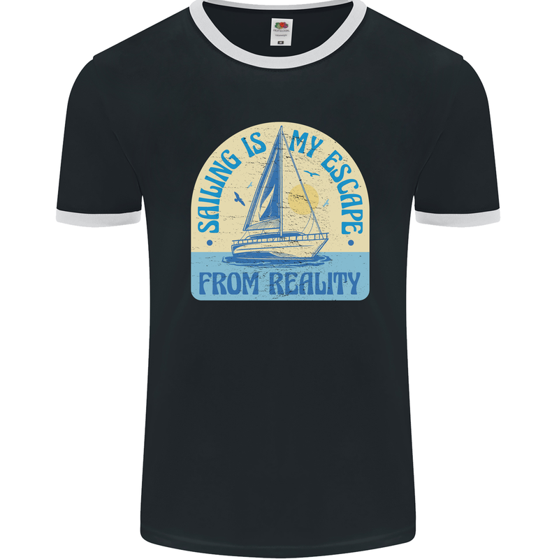 Sailing My Escape From Reality Sailor Mens Ringer T-Shirt FotL Black/White