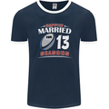 13 Year Wedding Anniversary 13th Rugby Mens Ringer T-Shirt FotL Navy Blue/White