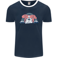 Dogs English Bulldog Mens Ringer T-Shirt FotL Navy Blue/White