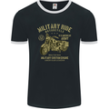 Military Motorcycle Army Motorbike Biker Mens Ringer T-Shirt FotL Black/White