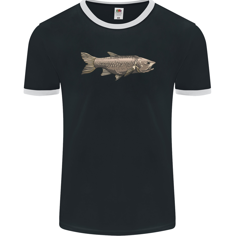 A Bolan Fish Fishing Fisherman Mens Ringer T-Shirt FotL Black/White