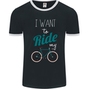 I Want to Ride My Bike Cycling Cyclist Mens Ringer T-Shirt FotL Black/White