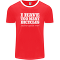 Too Many Bicycles Said No Cyclist Cycling Mens Ringer T-Shirt FotL Red/White