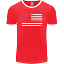 Breast Cancer Awareness USA Flag Mens Ringer T-Shirt FotL Red/White