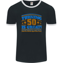 50th Birthday Turning 50 Is Great Year Old Mens Ringer T-Shirt FotL Black/White