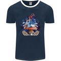 Trippy Alice Magic Mushrooms LSD Mens Ringer T-Shirt FotL Navy Blue/White