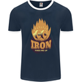 Iron Fires Me Up Gym Bodybuilding Mens Ringer T-Shirt FotL Navy Blue/White