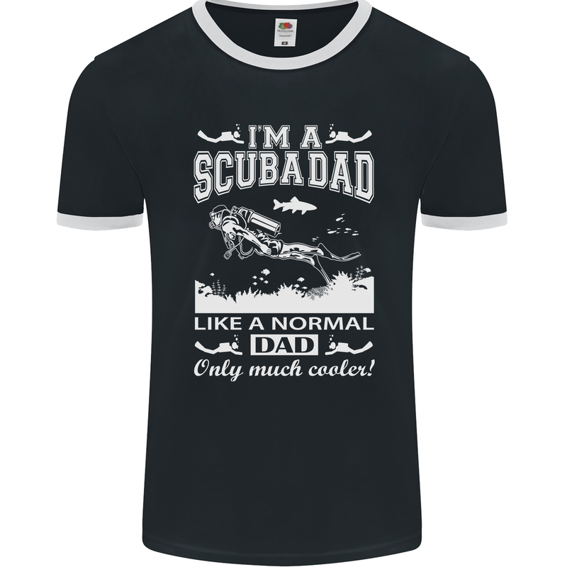 I'm a Scuba Diving Dad Father's Day Diver Mens Ringer T-Shirt FotL Black/White