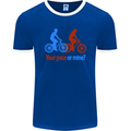 Your Pace or Mine Funny Cycling Cyclist Mens Ringer T-Shirt FotL Royal Blue/White