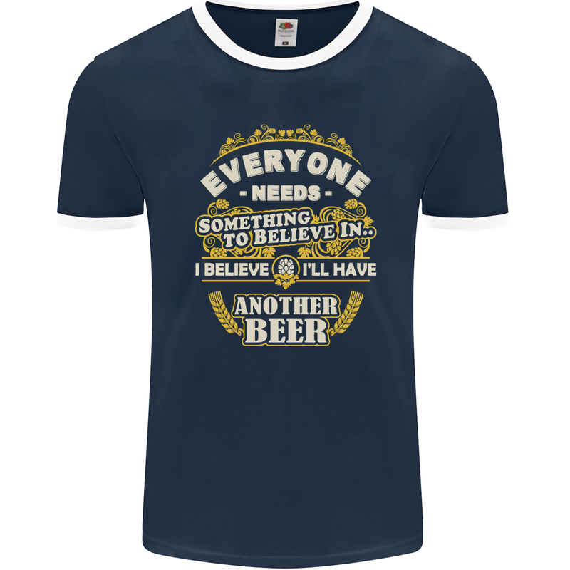 I'll Have Another Beer Funny Alcohol Mens Ringer T-Shirt FotL Navy Blue/White