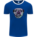 A Pug Face Dog Mens Ringer T-Shirt FotL Royal Blue/White