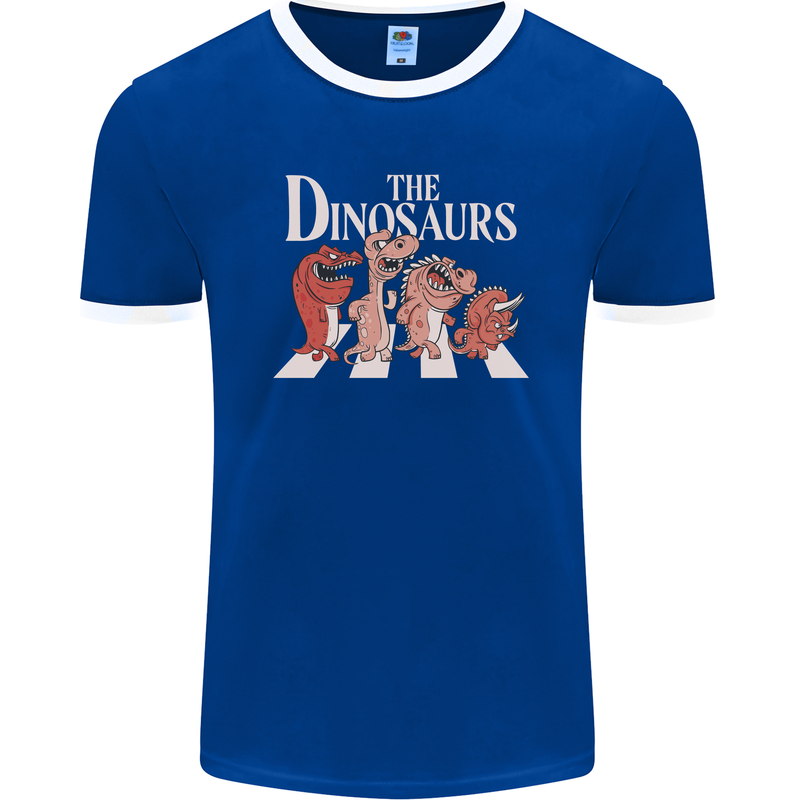 The Dinosaurs Funny T-Rex Music Parody Mens Ringer T-Shirt FotL Royal Blue/White