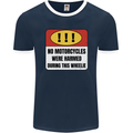 Funny Wheelie Motorbike Motocross MotoX Mens Ringer T-Shirt FotL Navy Blue/White