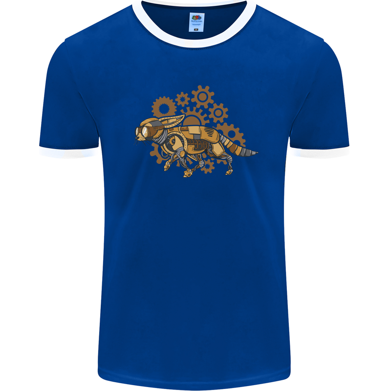 Steampunk Fox Mens Ringer T-Shirt FotL Royal Blue/White