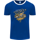 Biker American Customs Motorcycle Chopper Mens Ringer T-Shirt FotL Royal Blue/White