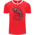 Steampunk Chameleon Iguana Reptile Lizard Mens Ringer T-Shirt FotL Red/White