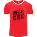 Worlds Okayest Dad Funny Fathers Day Mens Ringer T-Shirt FotL Red/White