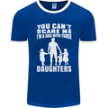 Dad With Three Daughters Funny Fathers Day Mens Ringer T-Shirt FotL Royal Blue/White