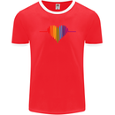 LGBT Gay Pulse Heart Gay Pride Awareness Mens Ringer T-Shirt FotL Red/White