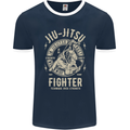 Jiu Jitsu Fighter Mixed Martial Arts MMA Mens Ringer T-Shirt FotL Navy Blue/White