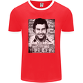 Pablo Escobar Mug Shot Mens Ringer T-Shirt FotL Red/White