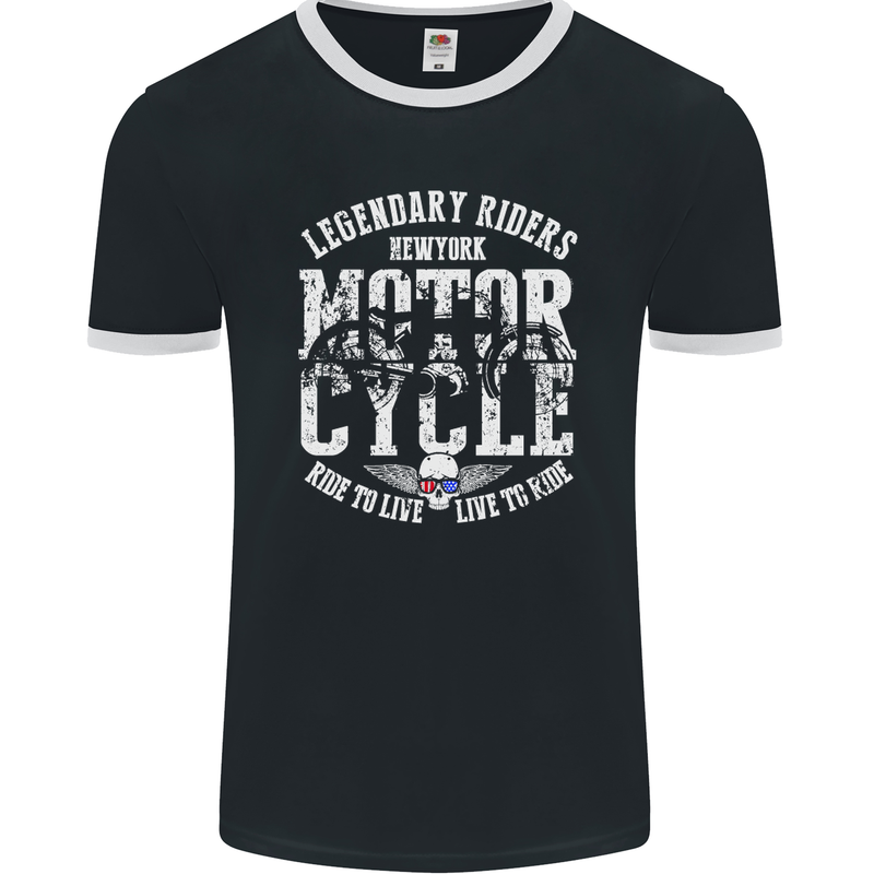 Legendary Motorcycle Riders Motorbike Biker Mens Ringer T-Shirt FotL Black/White