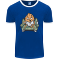Funny Lazy Couch Potato Watchng TV Mens Ringer T-Shirt FotL Royal Blue/White