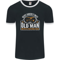 An Old Man With a Fishing Rod Fisherman Mens Ringer T-Shirt FotL Black/White