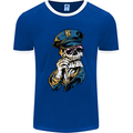 Policeman Skull Police Officer Force Mens Ringer T-Shirt FotL Royal Blue/White