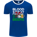 Blood Sweat Rugby and Beers Wales Funny Mens Ringer T-Shirt FotL Royal Blue/White