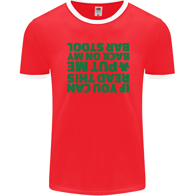 Back on My Bar Stool St. Patrick's Day Mens Ringer T-Shirt FotL Red/White