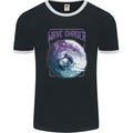 Wave Chaser Surfing Surfer Mens Ringer T-Shirt FotL Black/White