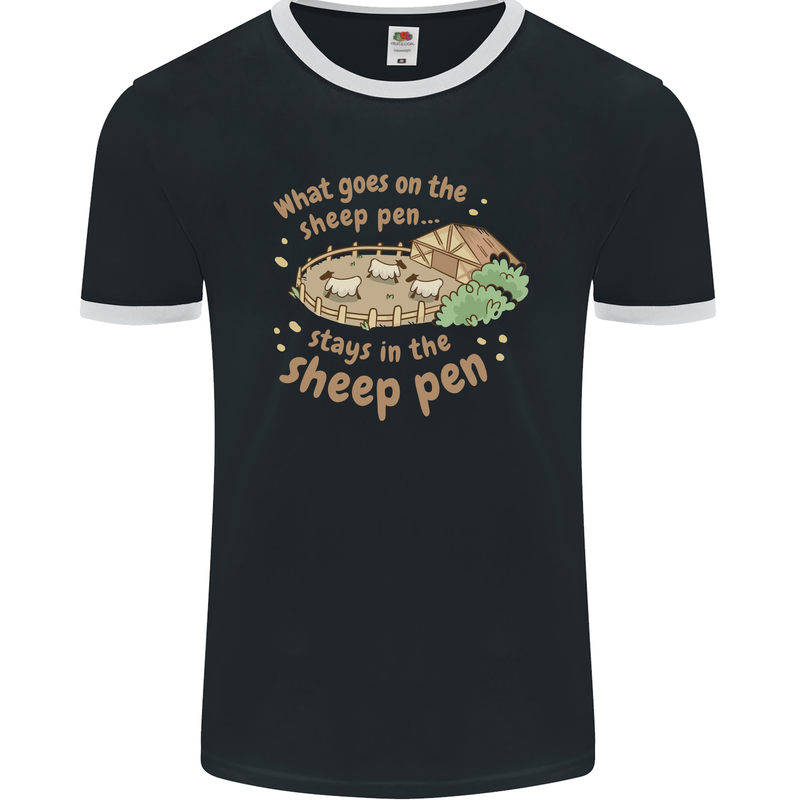 What Goes On In the Sheep Pen Farming Mens Ringer T-Shirt FotL Black/White