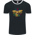 Maacaw Parrot In the Jungle Mens Ringer T-Shirt FotL Black/White